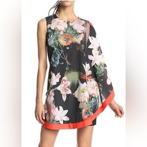 Ted Baker London | Erthaa Opulent Bloom Print cocktail dress black sz 3 / US 8